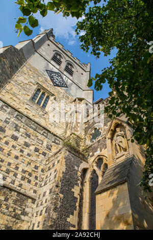 Essex, Regno Unito - 27 agosto 2019: chiesa dell'abbazia di Waltham nella città di Waltham Abbey Essex, UK. Il suo sagrato contiene la tomba di Re Harold - ucciso Foto Stock