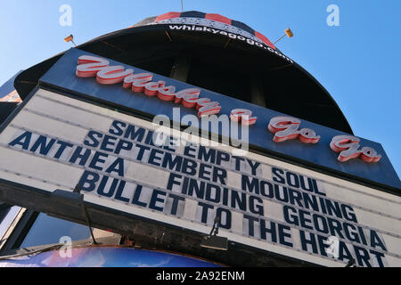 Il leggendario club musicale Whisky a Go Go si trova sulla Sunset Strip a West Hollywood, Los Angeles, California, Stati Uniti Foto Stock