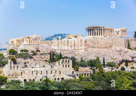 Partenone, Acropoli; Atene, Grecia Foto Stock