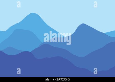 Vista panoramica della digital foggy paesaggio di montagna con strati Illustrazione Vettoriale