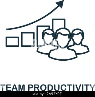 La produttività del team di icona di stile di contorno. Linea sottile Team creative icona della produttività per logo, graphic design e molto di più Illustrazione Vettoriale