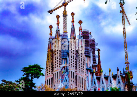 Barcellona Sagrada Familia di Gaudi lunga vita opera d'arte Foto Stock