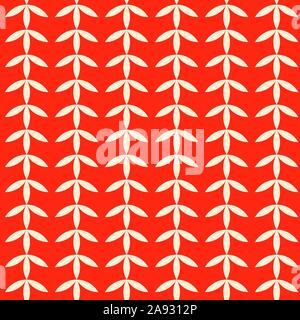 Moderno retro geometrica pattern seamless sfondo vettoriale. Rosso, colore giallo chiaro. Strisce verticali. Illustrazione Vettoriale