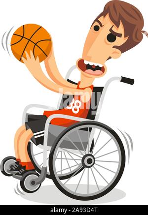 Basket in carrozzella player, illustrazione vettoriale cartoon. Illustrazione Vettoriale