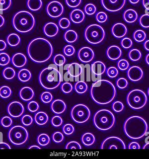 Il Neon seamless pattern con 80s style forme e incandescente viola Illustrazione Vettoriale