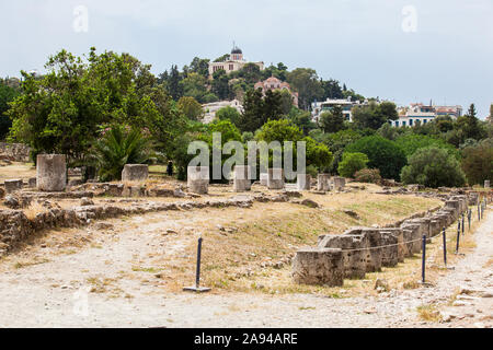 Rovine di un'Antica Agorà di Atene Foto Stock