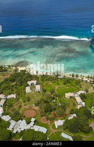 Abbandonato lo Sheraton Hotel, Rarotonga Isole Cook, South Pacific - aerial Foto Stock