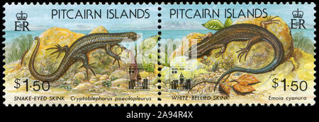 Con timbro postale timbro dall'Isole Pitcairn nella serie Foto Stock