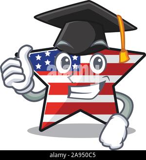 Stati Uniti d'America star cartoon graduazione hat sopra la tabella dei caratteri Illustrazione Vettoriale
