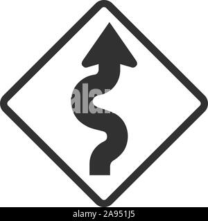 Avvolgimento a destra il traffico stradale segno. Stock illustrazione vettoriale isolati su sfondo bianco. Illustrazione Vettoriale