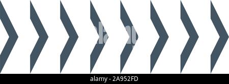 Chevron diritto frecce di allineamento dei segni, Stock illustrazione vettoriale isolati su sfondo bianco. Illustrazione Vettoriale