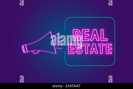 Immobiliare di concetto con colori al neon contro viola gradiente dello sfondo. Business, finanza, tecnologia e concetti ambientali oltre alla moda pi viola Foto Stock