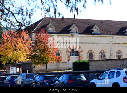 Autunno nel centro storico della cittadina francese di Cluny e la sua abbazia Foto Stock