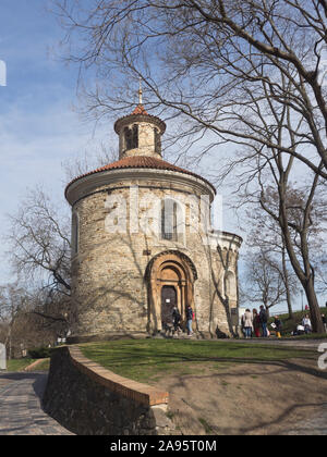 Più antico di Praga Rotonda di San Martino a Castello di Vyšehrad una fortezza storica di Praga Repubblica Ceca Foto Stock