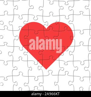 Seamless jigsaw puzzle game pattern. Cuore illustrazione vettore Illustrazione Vettoriale