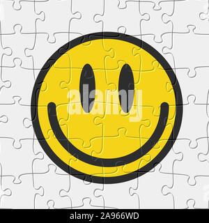 Seamless jigsaw puzzle game pattern. Smile emoticon illustrazione vettore Illustrazione Vettoriale