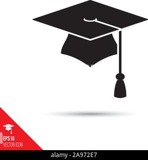 Mortarboard con infiorescenza staminifera glifo icona. Il successo e il simbolo di istruzione illustrazione vettoriale. Illustrazione Vettoriale