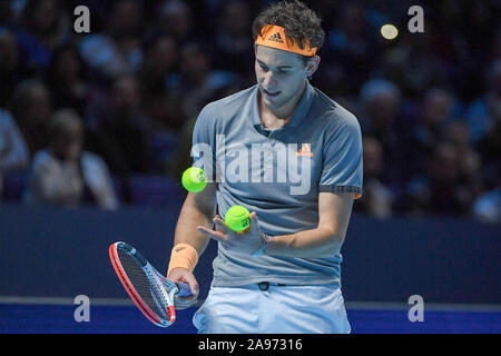 Londra, Regno Unito. Xiii Nov, 2019. domiciliarie thiem, aut, durante Nitto finale ATP Novak Djokovic Vs Dominic Thiem - ( Dominic Thiem ), Tennis Internazionali a Londra, UK, 13 novembre 2019 - LPS/Roberto Zanettin Credito: Roberto Zanettin/LP/ZUMA filo/Alamy Live News Foto Stock
