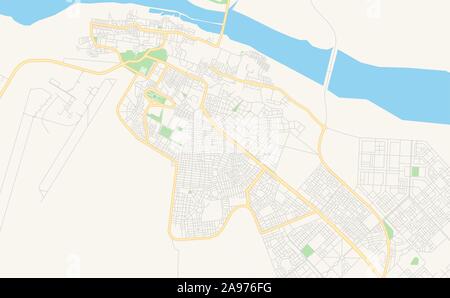 Versione stampabile cartina stradale di Laayoune, Sahara Occidentale. Mappa modello per uso aziendale. Illustrazione Vettoriale