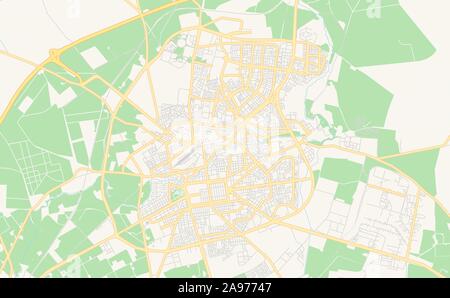 Versione stampabile cartina stradale di Sidi Bel Abbes, Algeria. Mappa modello per uso aziendale. Illustrazione Vettoriale
