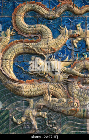 Nove draghi parete in datong (Cina) Foto Stock