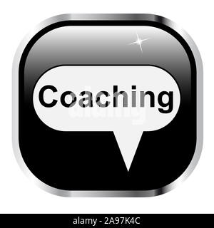 Simbolo pulsante di coaching su sfondo bianco Foto Stock