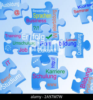 Puzzle di formazione tedesca su sfondo bianco Foto Stock