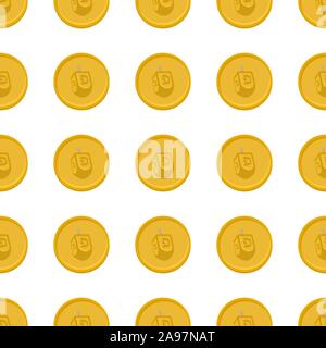 Illustrazione sul tema grande disegno colorato Hanukkah, insieme senza soluzione di continuità dreidel. Seamless disegno costituito da collezione dreidel, accessorio Hanukka vacanze Illustrazione Vettoriale