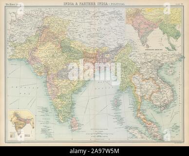 Asia del sud. British & più lontano in India. Indocina. Etnografico. Volte 1922 mappa Foto Stock