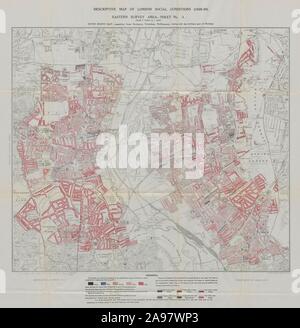 BOOTH/LSE povertà Mappa Stoke Newington Tottenham Walthamstow Leyton Hackney 1931 Foto Stock