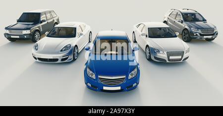 I moderni veicoli raccolta, concetto 3d rendering immagine Foto Stock