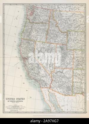 Stati Uniti d'AMERICA WESTERN FOGLIO. Stati Uniti d'America. Stati del Pacifico. JOHNSTON 1915 mappa Foto Stock