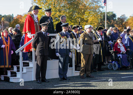 St Chad's terrazza a Shrewsbury sul ricordo Domenica. A cui hanno partecipato Il Sindaco di Shrewsbury, dignitari e il pubblico. Foto Stock