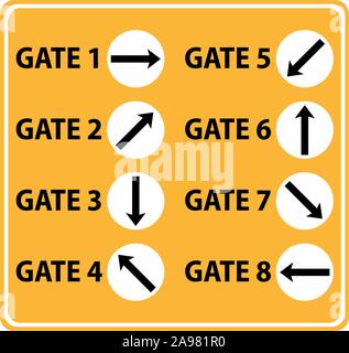 Icona o firmare i puntatori per la navigazione in aeroporto, grafica professionale illustrazione vettoriale ottimizzato per grandi anв di piccole dimensioni. isolato su bianco backgr Illustrazione Vettoriale