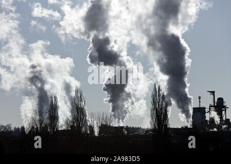 Rauchende Schlote, Kohlekraftwerk, Foto Stock