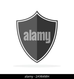 Icona dello scudo isolato. Vettore di nero icona dello scudo. Scudo in stile piatto Illustrazione Vettoriale
