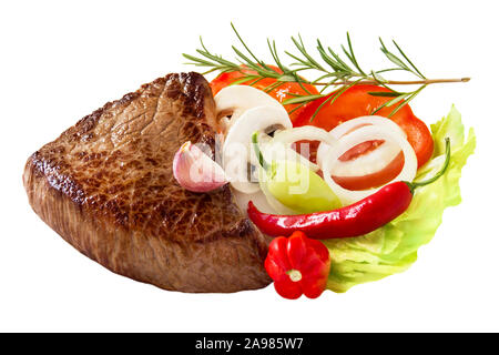Bistecca e verdure con spezie Foto Stock