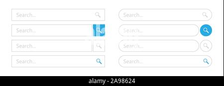 Barra di ricerca - elemento web design. Gruppo di ricerca di modelli di interfaccia. Illustrazione Vettoriale. Illustrazione Vettoriale
