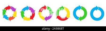 Serie di frecce di cerchio per una infografica. Template vettoriale per lo schema, grafico o presentazione. Frecce di cerchio. Freccia del vettore. Illustrazione Vettoriale