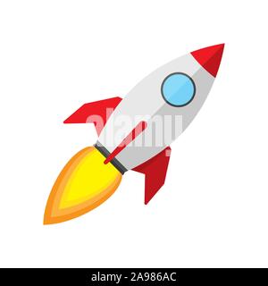 Razzo vettore icona della nave. Colore di lancio del razzo isolato. Icona a razzo in design piatto. Lancio del razzo vettore -. Illustrazione Vettoriale