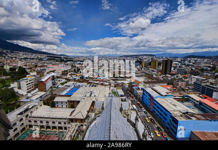 Viste sul centro storico della città di Quito, Ecuador Foto Stock