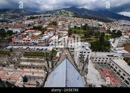 Viste sul centro storico della città di Quito, Ecuador Foto Stock