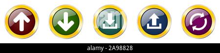Set di colorata lucida web icone vettoriali, freccia, aggiorna, ricaricare e pulsanti di direzione in eps 10 per webdesign e applicazioni mobili su bianco backgr Illustrazione Vettoriale