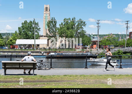 Atwater Market nei pressi di Lachine Canal, Montreal, Quebec, Canada Foto Stock