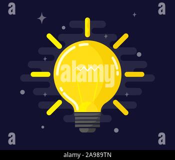 Carino icona della lampadina. Spia gialla lampada isolato. Icona del vettore. Illustrazione Vettoriale