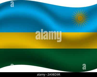 Bella bandiera nazionale della Repubblica del Ruanda . colori originali e proporzione. Semplicemente illustrazione vettoriale EPS10, da paesi flag impostato. Illustrazione Vettoriale