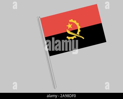 Bandiera nazionale della Repubblica di Angola. colori originali e proporzione. Semplicemente illustrazione vettoriale EPS10, da paesi flag impostato. Illustrazione Vettoriale