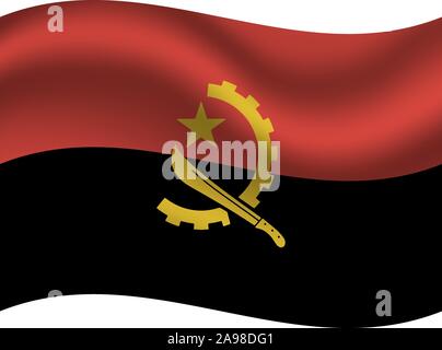 Bandiera nazionale della Repubblica di Angola. colori originali e proporzione. Semplicemente illustrazione vettoriale EPS10, da paesi flag impostato. Illustrazione Vettoriale