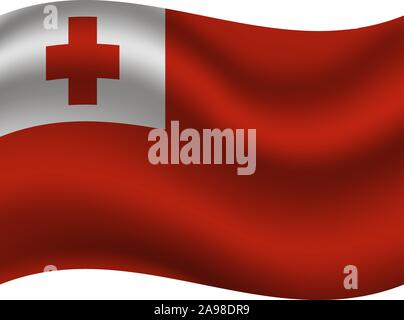 Bella bandiera nazionale del Regno di Tonga, colori originali e proporzione. Semplicemente illustrazione vettoriale EPS10, da paesi flag impostato. Illustrazione Vettoriale