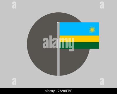 Bella bandiera nazionale della Repubblica del Ruanda . colori originali e proporzione. Semplicemente illustrazione vettoriale EPS10, da paesi flag impostato. Illustrazione Vettoriale